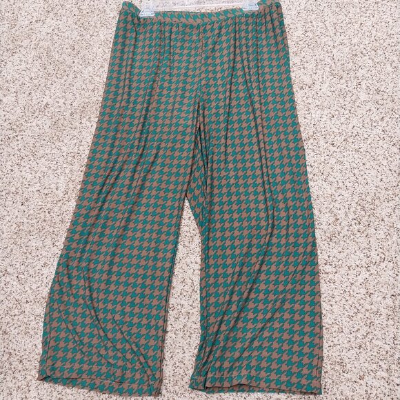 3302 Size 1X Anthony Two Piece Pant Set In Hunter Green and Camel - Picture 7 of 10
